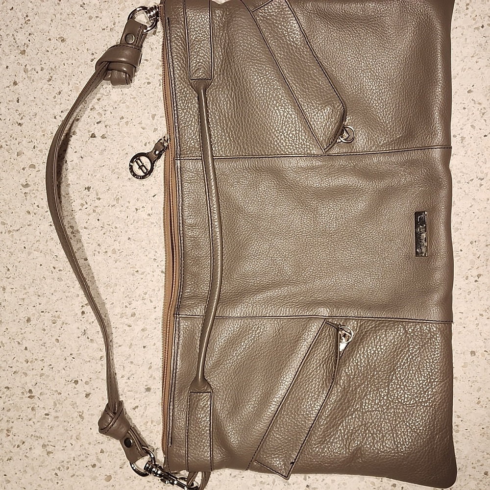 Genuine Leather Gray Envelope Bag